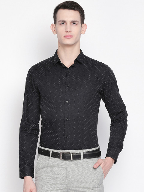 

RICHARD PARKER by Pantaloons Men Black Slim Fit Printed Formal Shirt