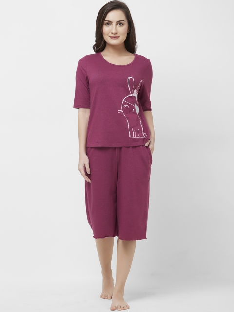 

Mystere Paris Women Pink Printed Night Suit