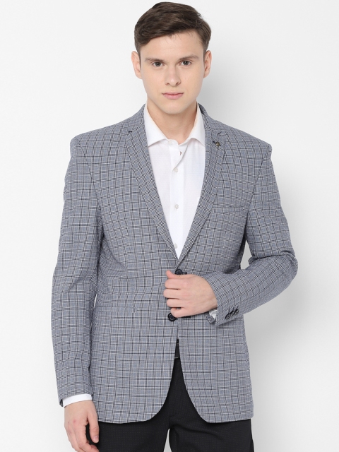 

Allen Solly Men Grey & Black Checked Slim-Fit Single-Breasted Blazer