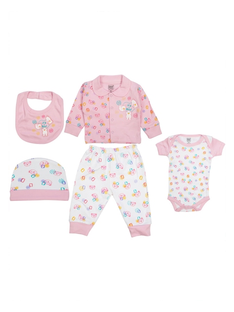 

MeeMee Kids Pink & White Printed Clothing Set