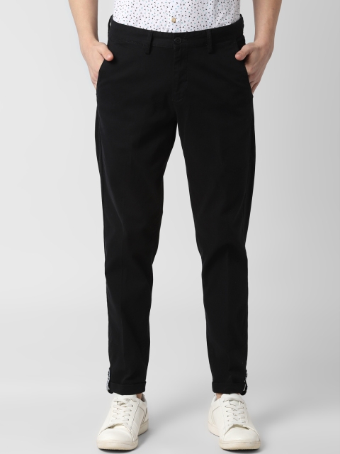

Peter England Casuals Men Black Tapered Fit Solid Regular Trousers