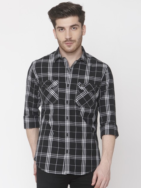 

Mufti Men Black & Grey Slim Fit Checked Casual Shirt