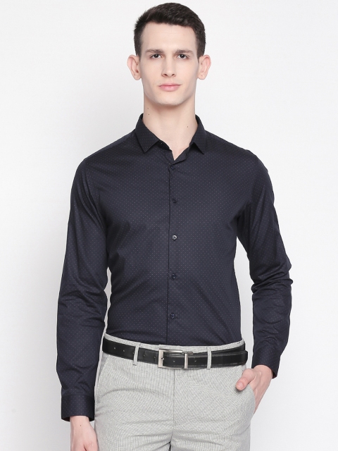

RICHARD PARKER by Pantaloons Men Navy Blue Slim Fit Printed Formal Shirt