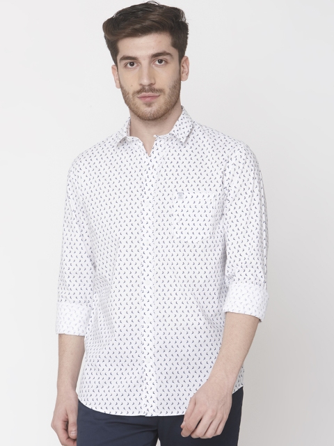 

Mufti Men White & Navy Blue Printed Slim Fit Casual Shirt