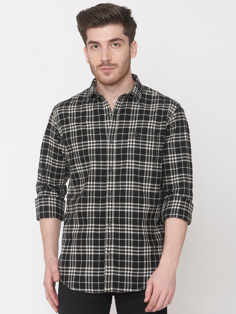 

Mufti Men Black & White Checked Slim Fit Casual Shirt