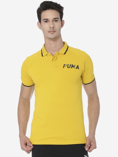 

Puma Men Yellow Printed Polo Collar T-shirt