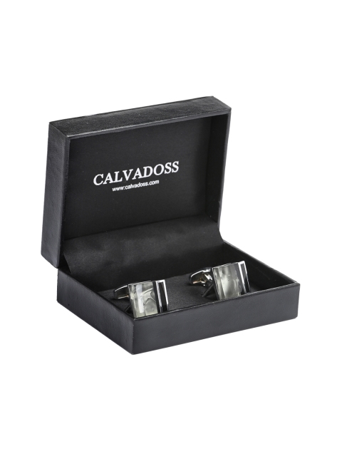 

Calvadoss Grey Square Silver-Plated Cufflinks