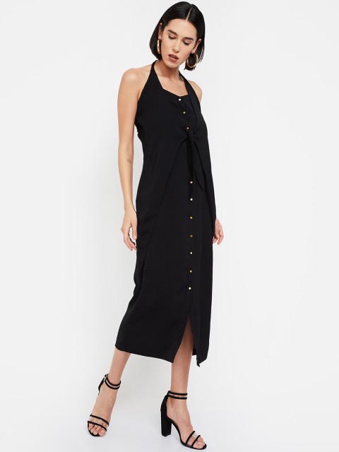 

Ginger by Lifestyle Women Solid Black Fit and Flare Dress
