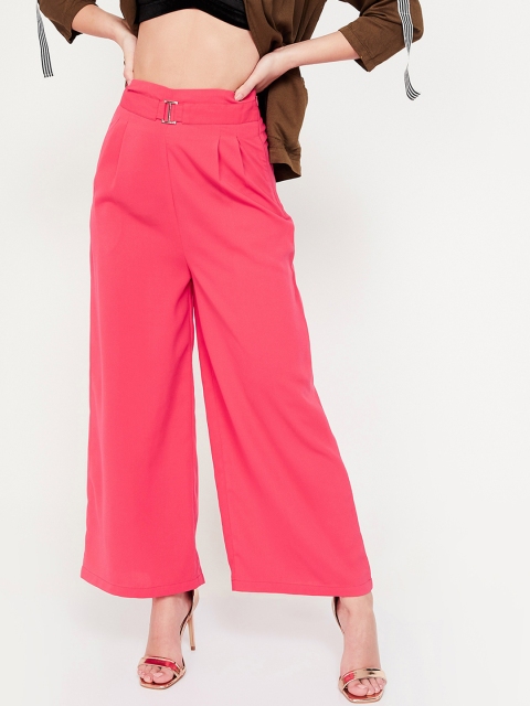 

Ginger by Lifestyle Women Coral Solid Flared Palazzos
