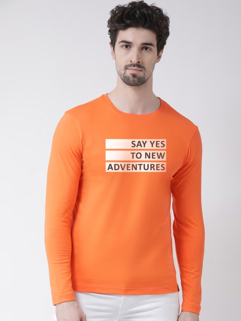 

Friskers Men Orange Printed Round Neck T-shirt