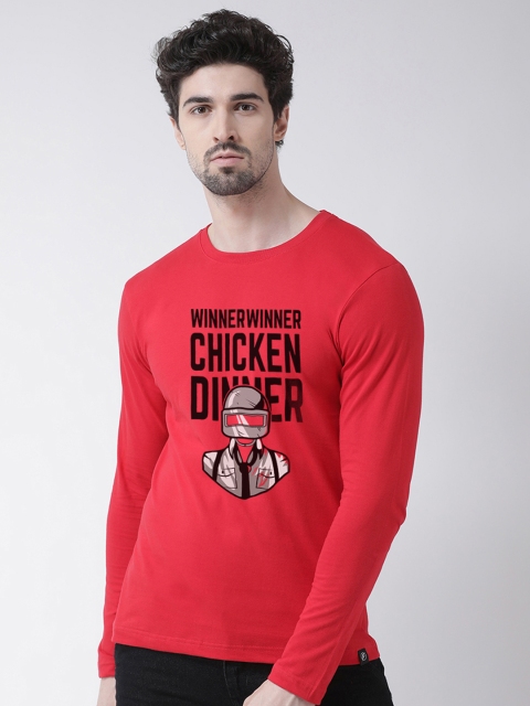 

Friskers Men Red Printed Round Neck T-shirt