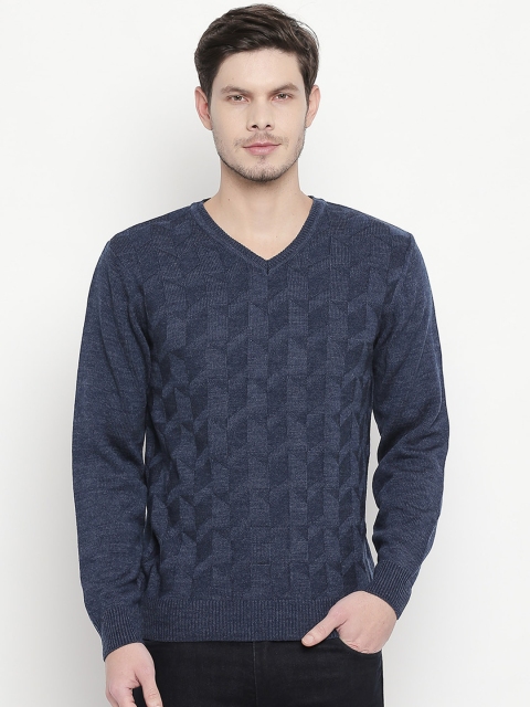 

RICHARD PARKER by Pantaloons Men Navy Blue Self Design Pullover Sweater