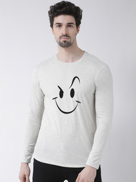 

Friskers Men Grey Printed Round Neck T-shirt