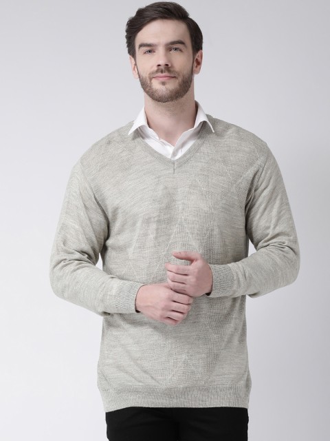 

COBB Men Grey Self Design Sweater
