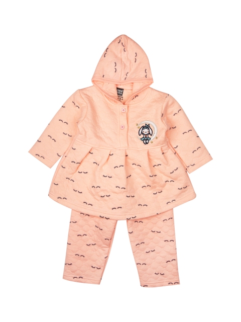 

MeeMee Kids Peach-Coloured Printed T-Shirt with Trousers