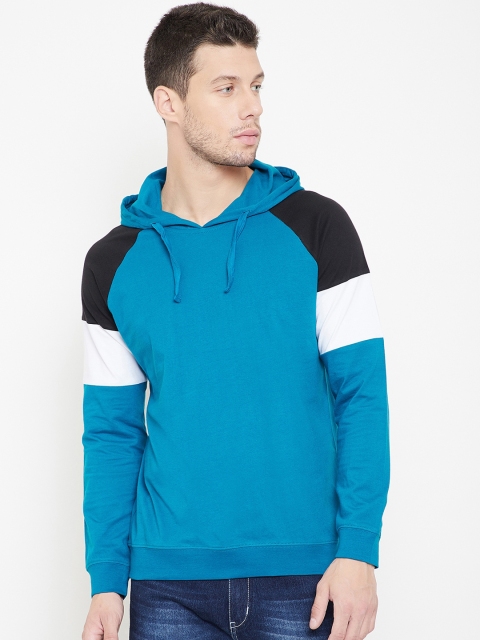 

GRITSTONES Men Turquoise Blue Colourblocked Hood T-shirt