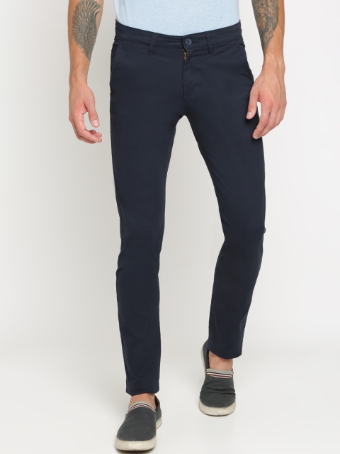 

Crocodile Men Navy Blue Slim Fit Solid Regular Trousers