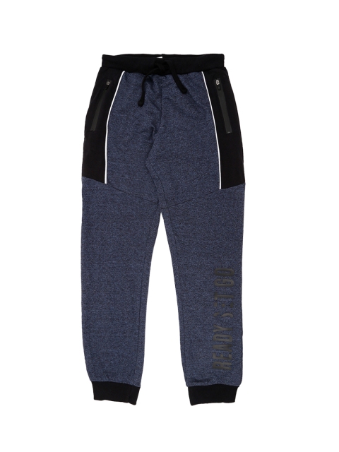 

Pantaloons Junior Boys Navy Blue & Black Solid Straight-Fit Joggers