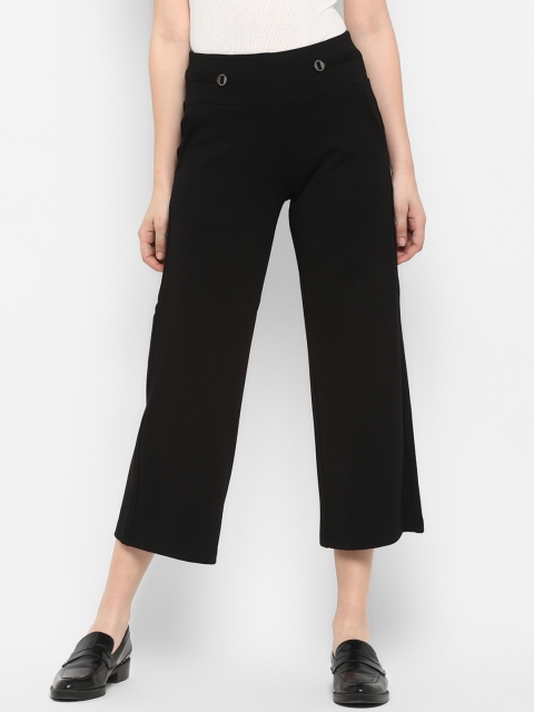 

FOSH Women Black Loose Fit Solid Parallel Trousers