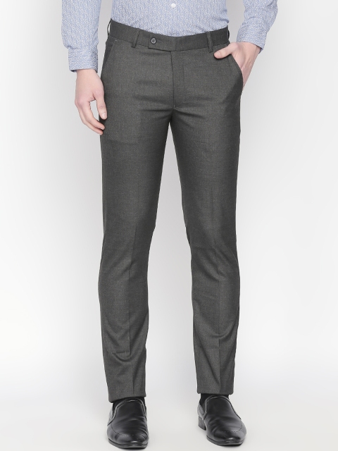 

Solemio Men Charcoal Grey Slim Fit Solid Formal Trousers