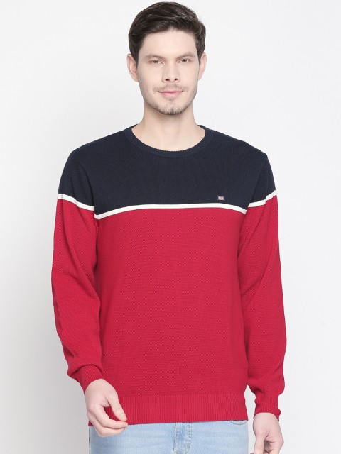 

BYFORD by Pantaloons Men Red & Black Colourblocked Sweater