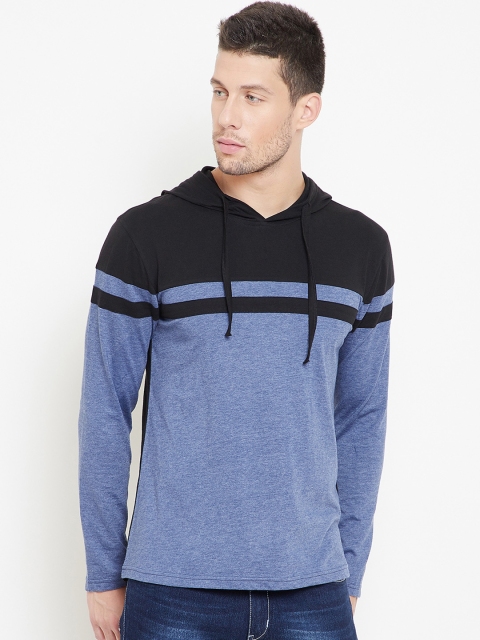 

GRITSTONES Men Black Colourblocked Hooded T-shirt