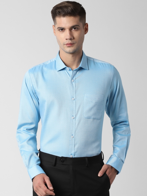 

Peter England Men Turquoise Blue Regular Fit Self Design Formal Shirt