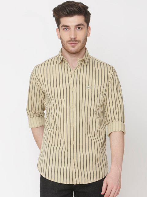 

Mufti Men Khaki & Black Slim Fit Striped Casual Shirt