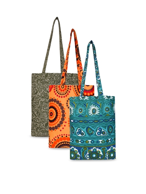 

Anekaant Set Of 3 Printed Tote Bag, Multi