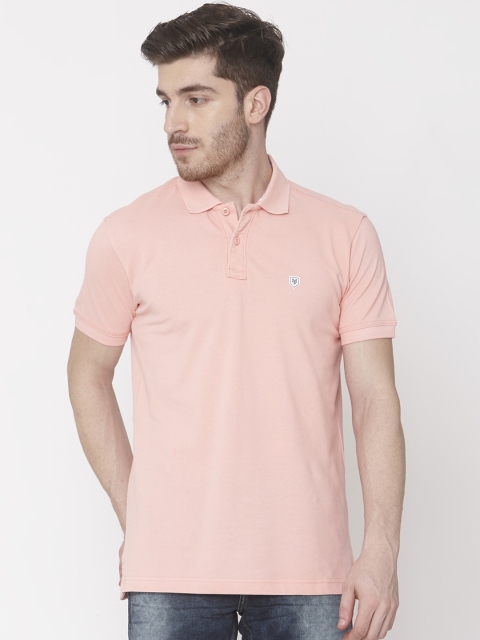 

Mufti Men Peach-Coloured Solid Polo Collar T-shirt