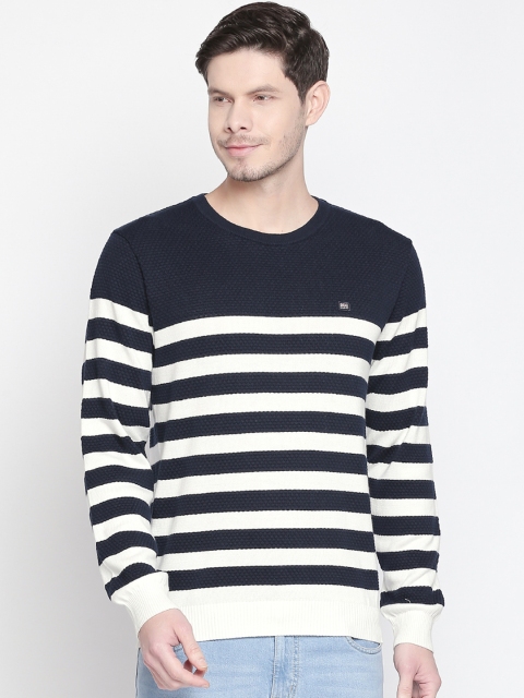 

BYFORD by Pantaloons Men Navy Blue & White Striped Sweater
