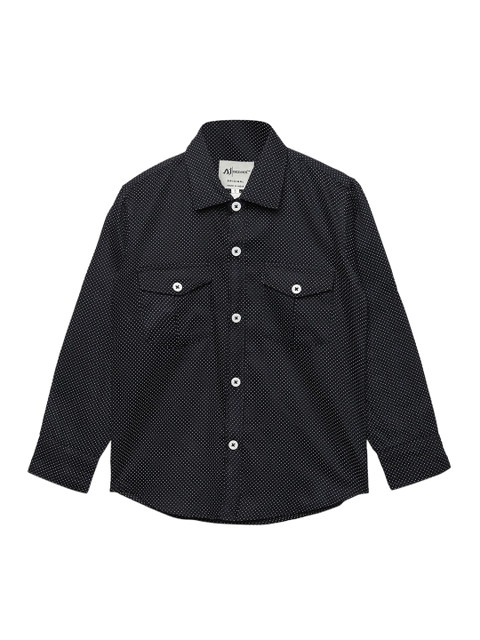 

Aj DEZInES Boys Black Regular Fit Printed Casual Shirt