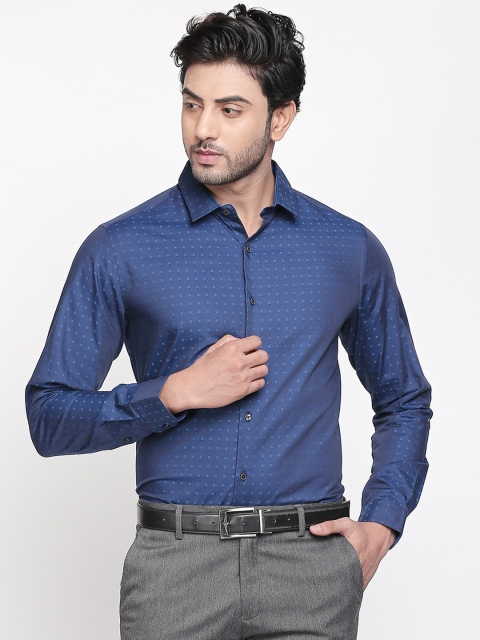 

RICHARD PARKER by Pantaloons Men Blue Slim Fit Self Design Party Shirt