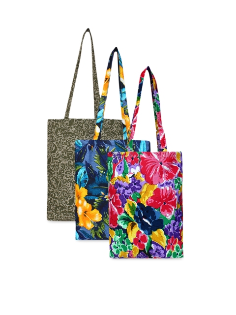 

Anekaant Set Of 3 Printed Tote Bag, Multi