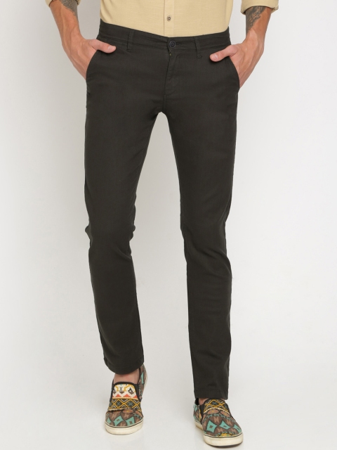

Crocodile Men Charcoal Grey Slim Fit Solid Regular Trousers