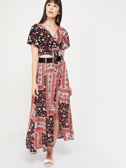 

Ginger by Lifestyle Women Rust Brown Printed Wrap Top