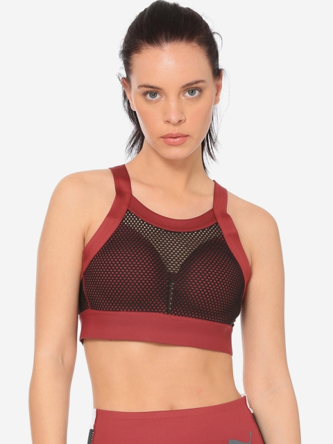 

Puma Brown & Red Solid Non-Wired Non Padded SG x Sports Bra 51779303