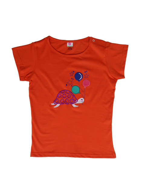 

Chipbeys Girls Rust Orange Printed Round Neck T-shirt