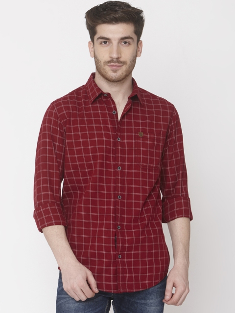

Mufti Men Red & White Slim Fit Checked Casual Shirt