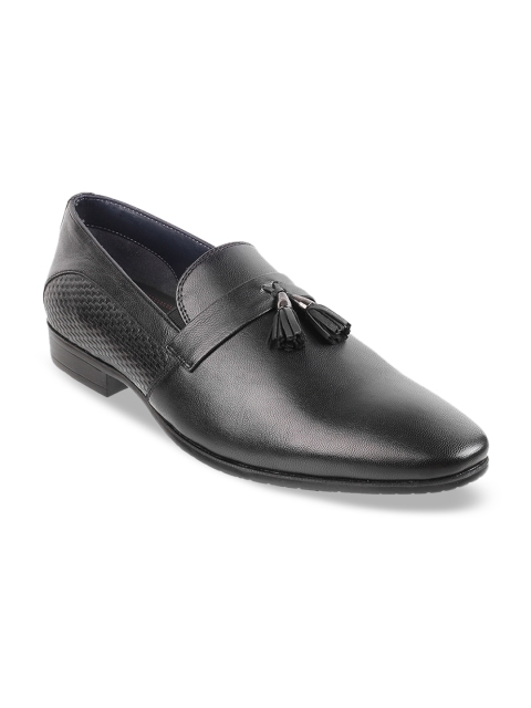 

Mochi Men Black Textured Formal Leather Slip-Ons