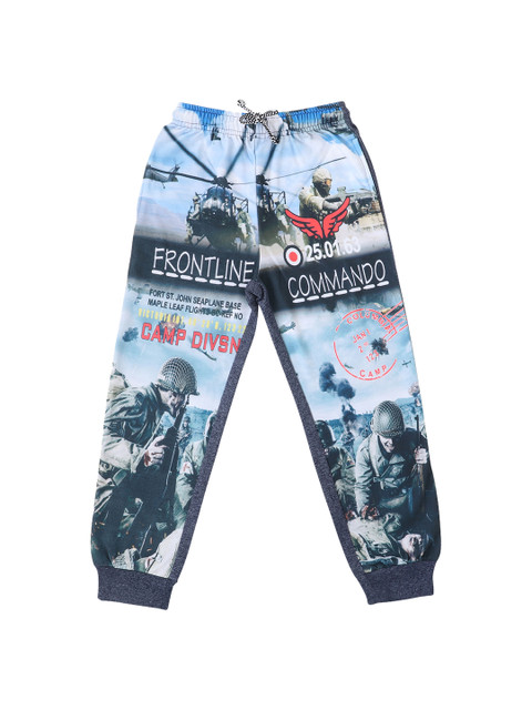 

Lil Tomatoes Boys Navy Blue & Grey Graphic Printed Joggers