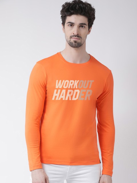 

Friskers Men Orange Printed Round Neck T-shirt