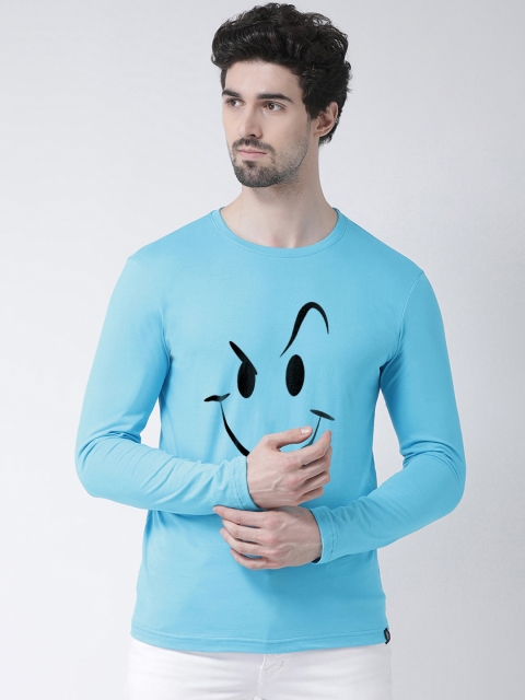

Friskers Men Blue Printed Round Neck T-shirt
