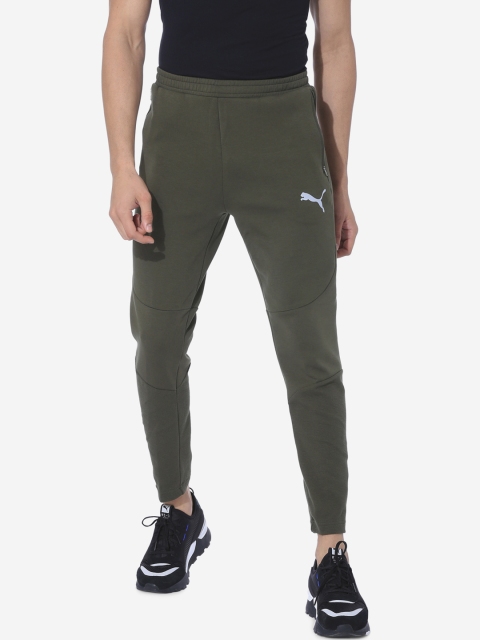 Puma Men Olive Green Solid Evostripe Pants