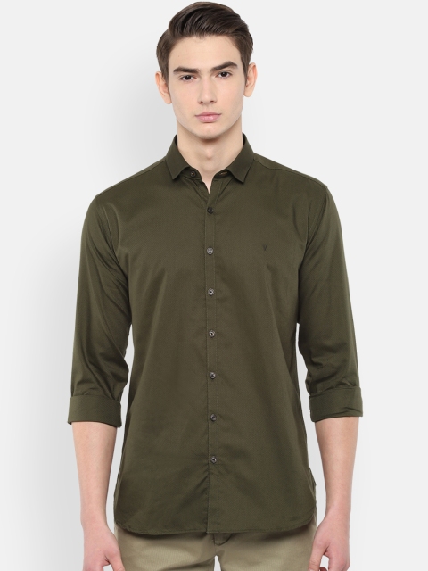 

V Dot Men Olive Green Slim Fit Solid Casual Shirt