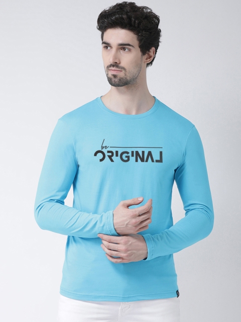 

Friskers Men Blue Printed Round Neck T-shirt