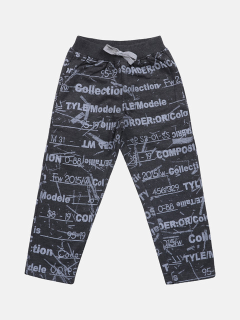 

Lil Tomatoes Boys Grey & White Printed Track Pant