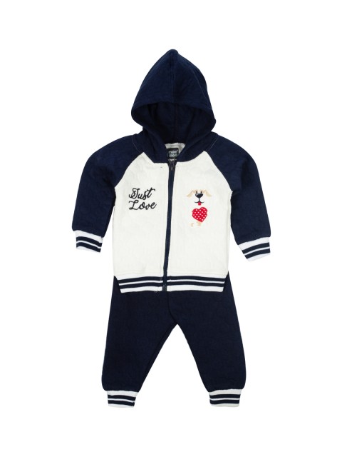 

MeeMee Infants Navy Blue & White Printed Top with Lounge Pants