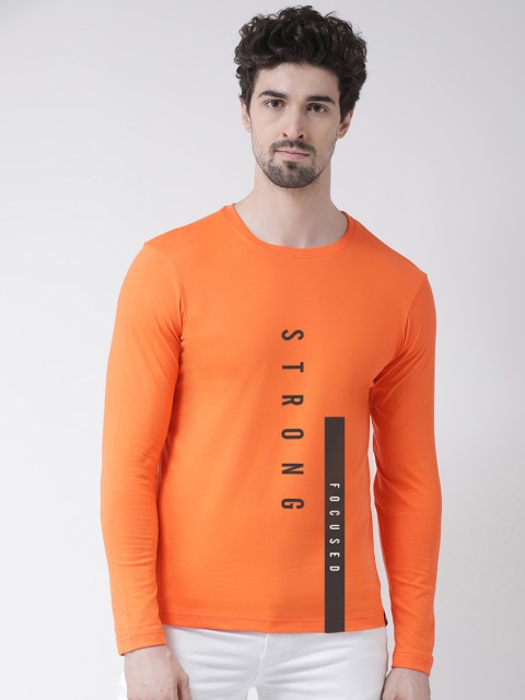 

Friskers Men Orange Printed Round Neck T-shirt