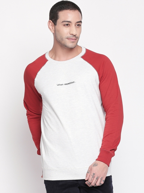 

Urban Ranger by pantaloons Men Beige & Red Solid Round Neck T-shirt